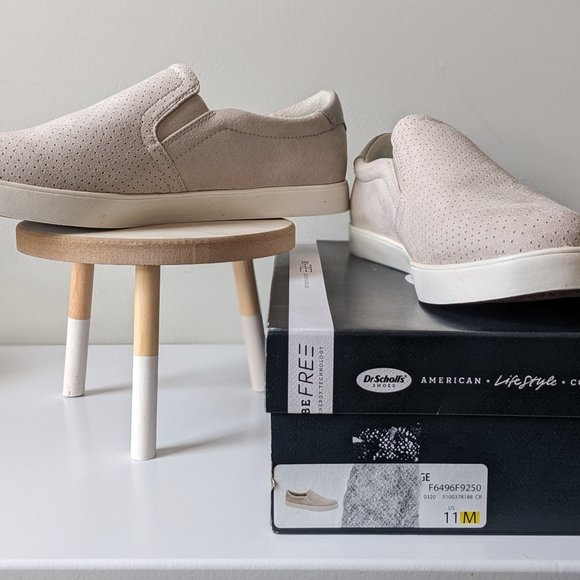 Women's Dr Scholl's Madison Suede Perforated Slip On Sneakers - Greige -… - Picture 12 of 12